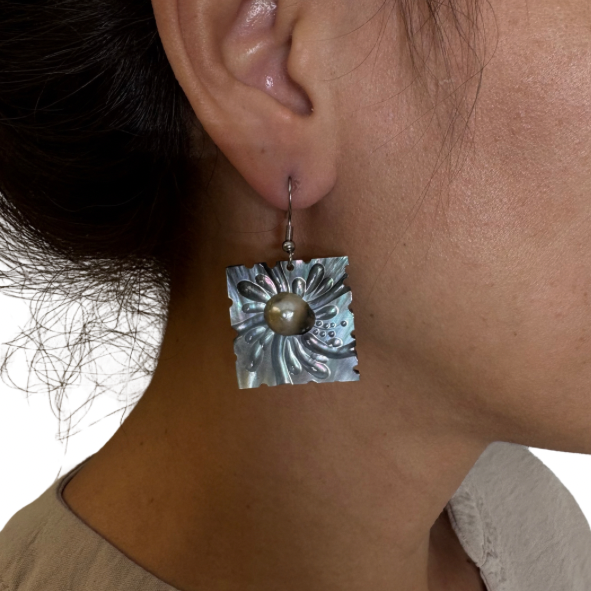 Boucles d’oreilles nacre & perle de Tahiti