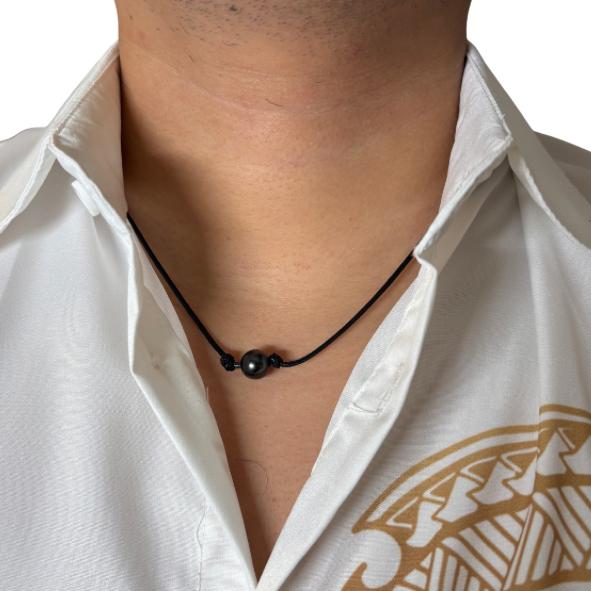 Collier perle de Tahiti cordon noir
