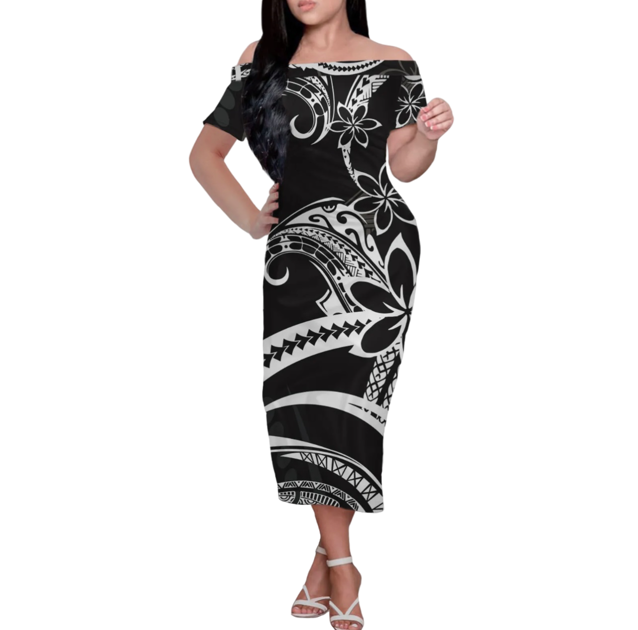 Robe à motifs polynésiens