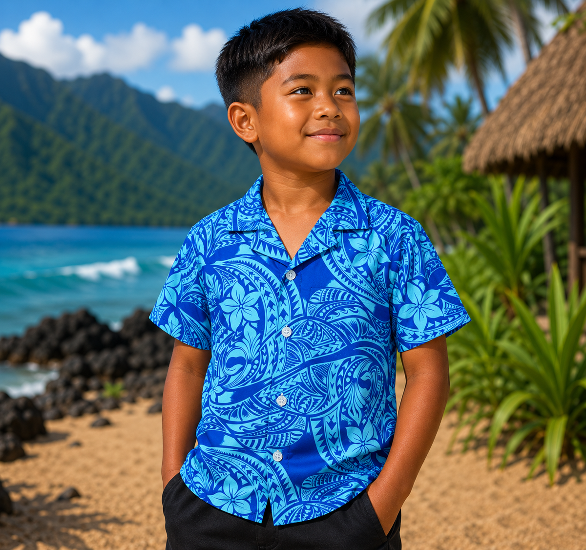 Chemise Polynésienne à Motif enfant