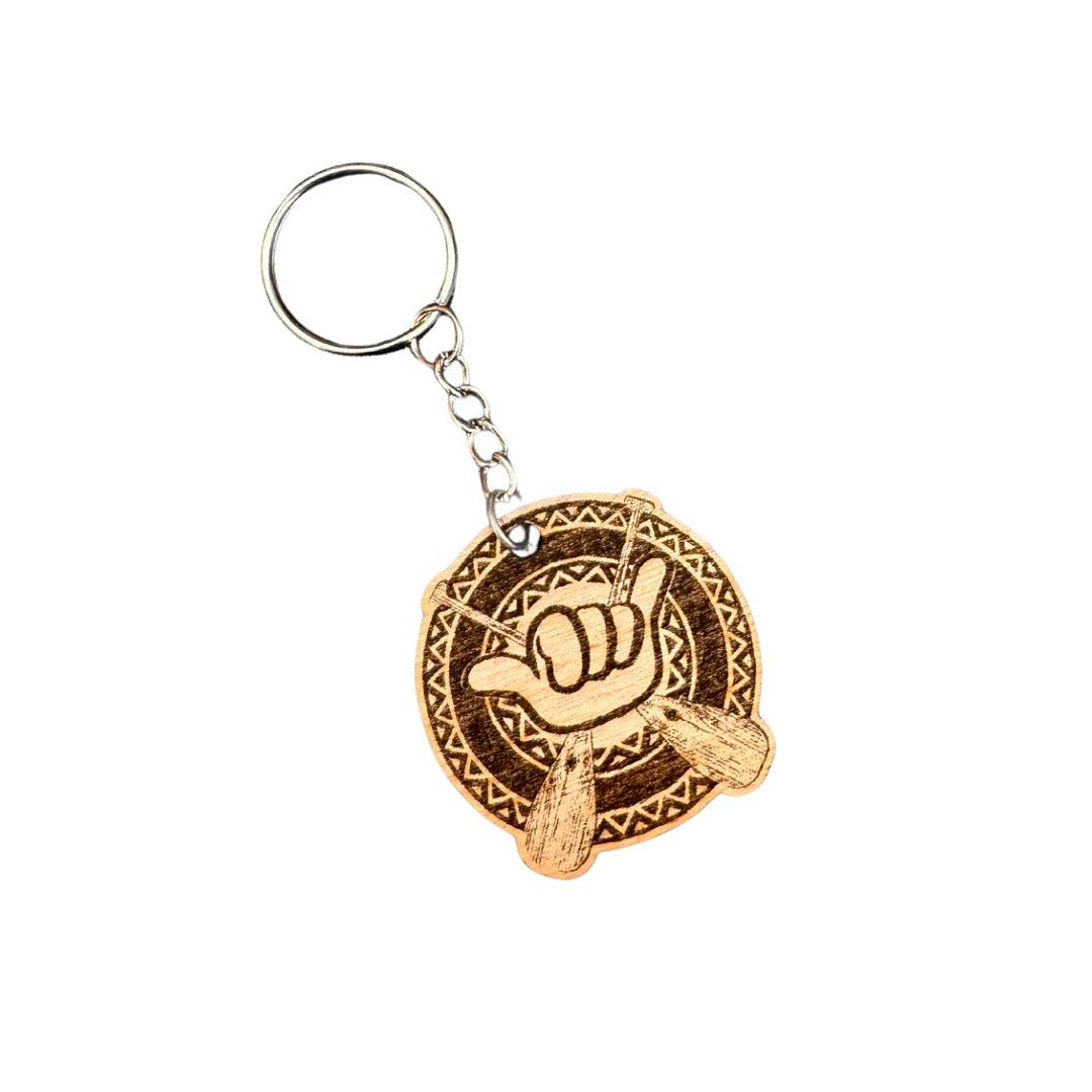 Porte clés graver motifs polynésiens