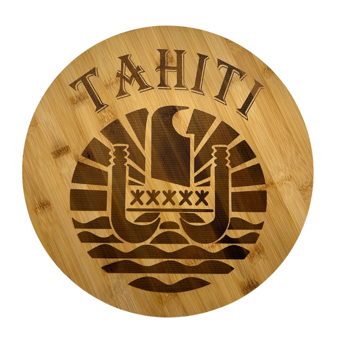 Plateau tournant gravé Tahiti