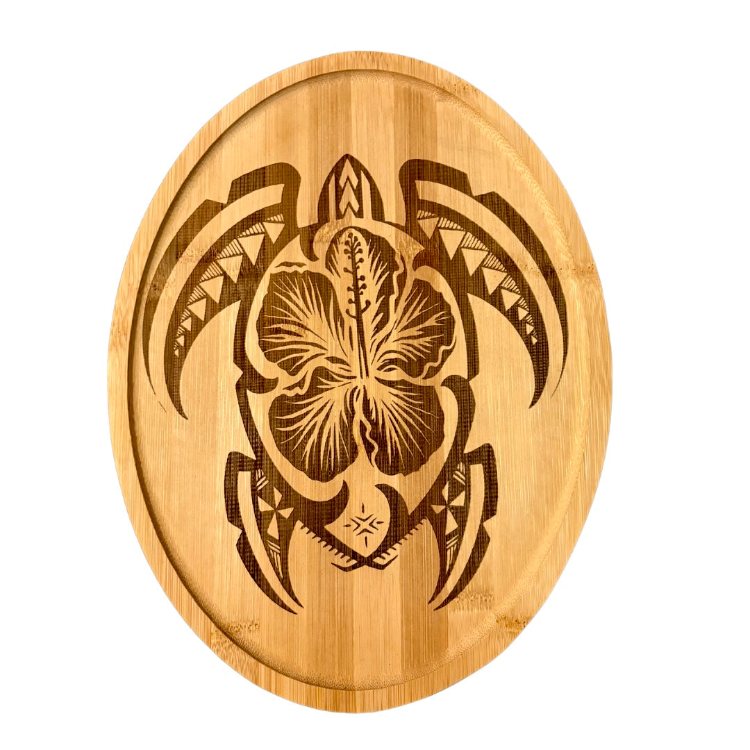 Plateau Gravée aux Motifs Polynésiens