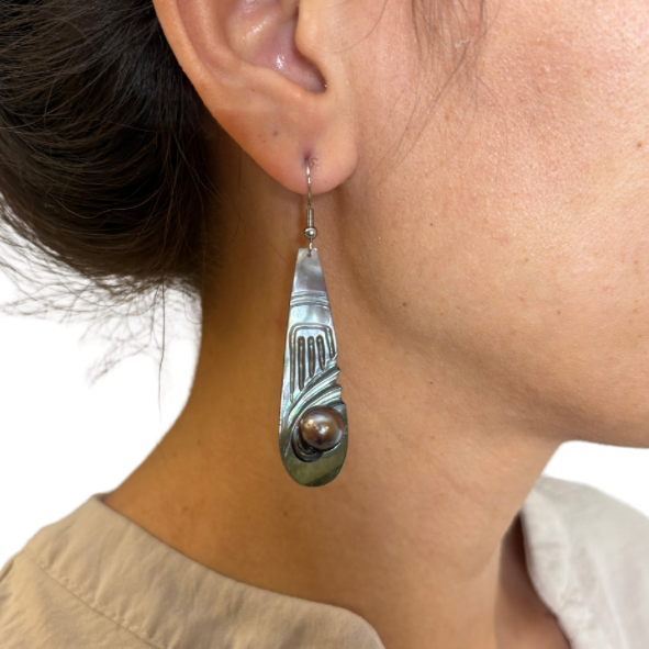 Boucles d’oreilles nacre & perle de Tahiti