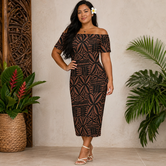 Robe à motifs polynésiens