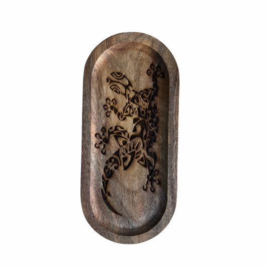 Plateau gravé motifs polynésiens