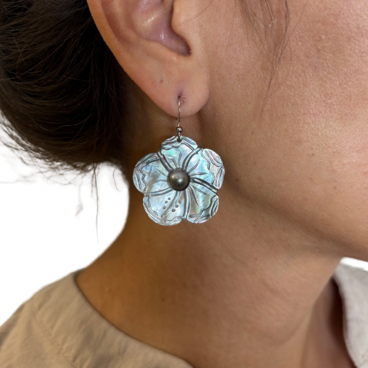 Boucles d’oreilles nacre & perle de Tahiti