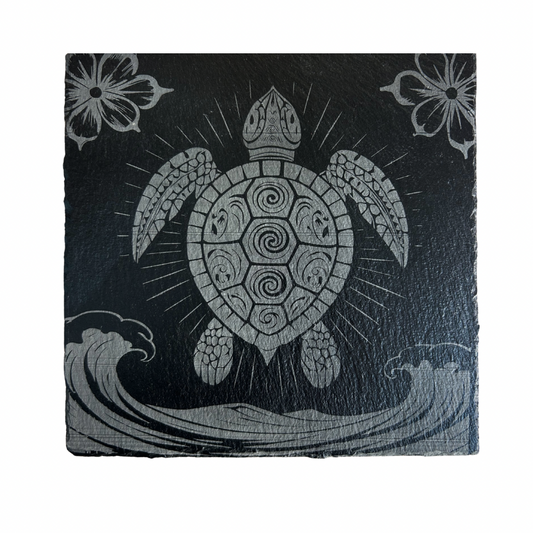 Ardoise Gravée Motifs Polynésiens (Dessous de Plat)