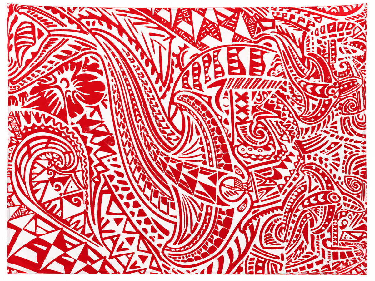 Plaid Blanc - Motifs rouge