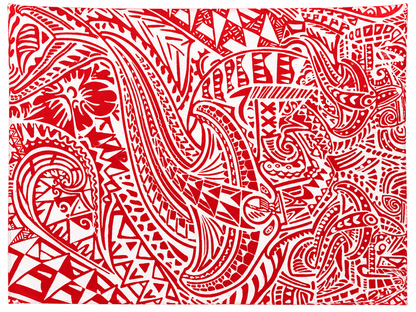 Plaid Blanc - Motifs rouge