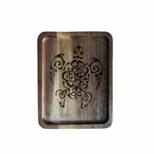 Plateau gravé motifs polynésiens