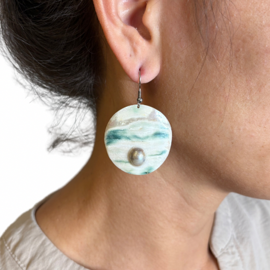 Boucles d’oreilles nacre & perle de Tahiti