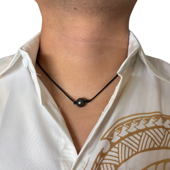Collier perle de Tahiti cordon noir