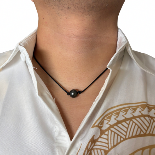 Collier perle de Tahiti cordon noir