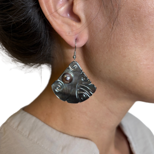 Boucles d’oreilles nacre & perle de Tahiti