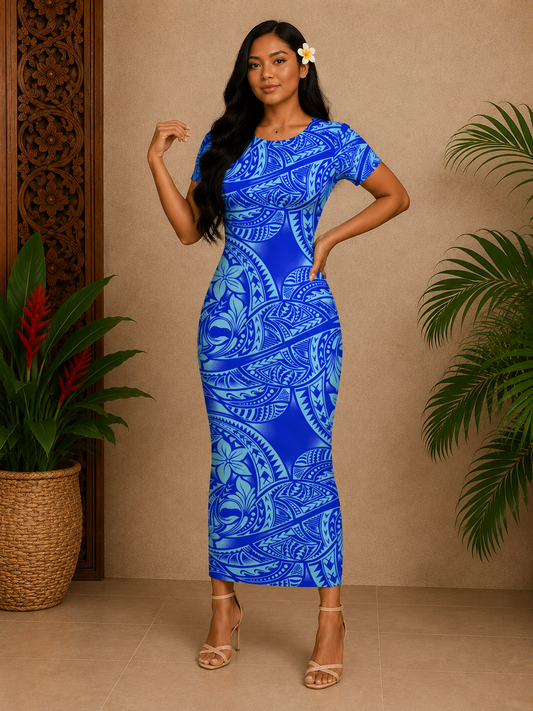 Robe à motifs polynésiens