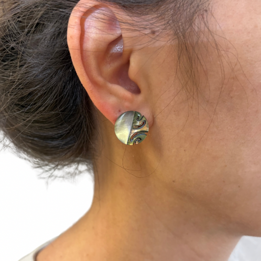 Boucles d’oreilles puces en nacre de Tahiti