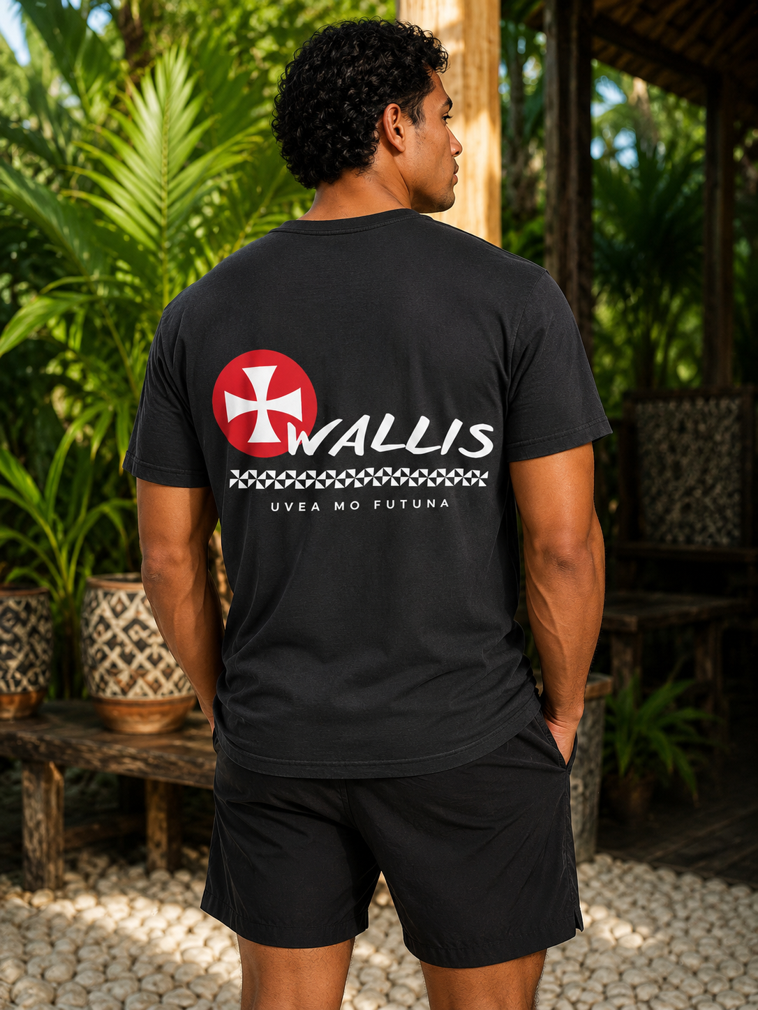 T-shirt Océanie Design Noir - Wallis