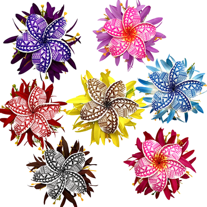 Poara / Barrette à cheveux - Frangipanier à motifs - GPR