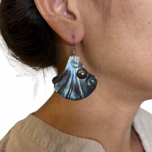 Boucles d’oreilles nacre & perle de Tahiti