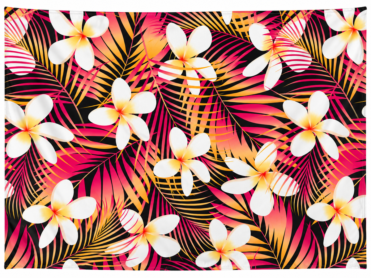 Plaid Noir - Motifs à fleurs