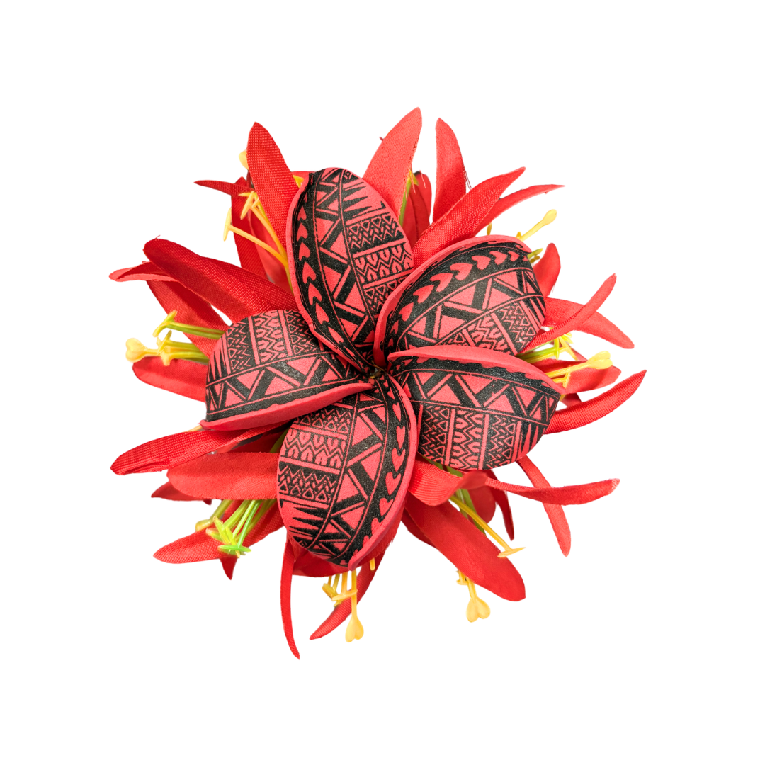 Poara / Barrette à cheveux - Frangipanier à motifs - GPR