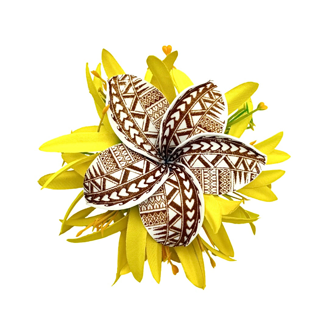 Poara / Barrette à cheveux - Frangipanier à motifs - GPR