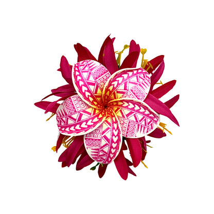 Poara / Barrette à cheveux - Frangipanier à motifs - GPR