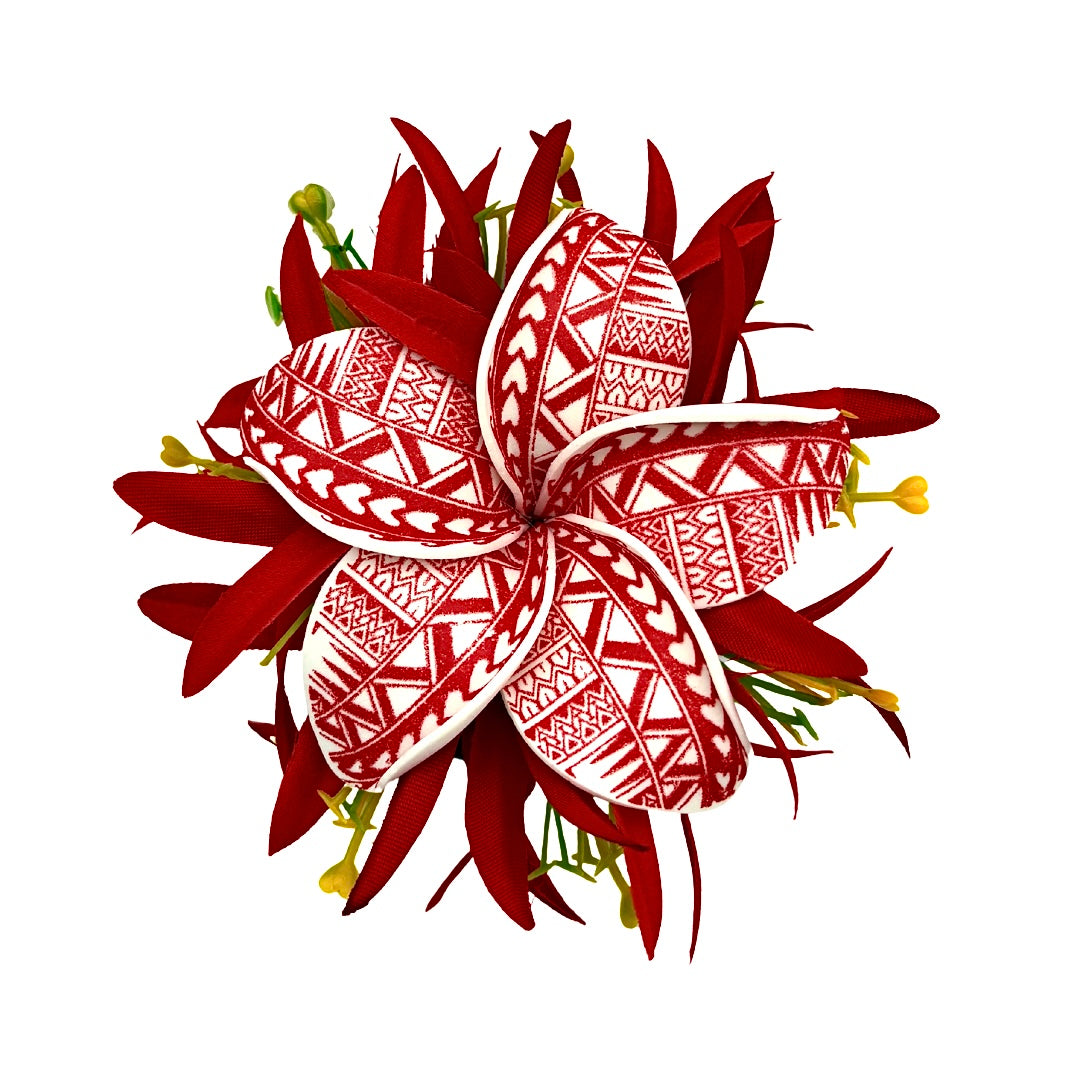 Poara / Barrette à cheveux - Frangipanier à motifs - GPR