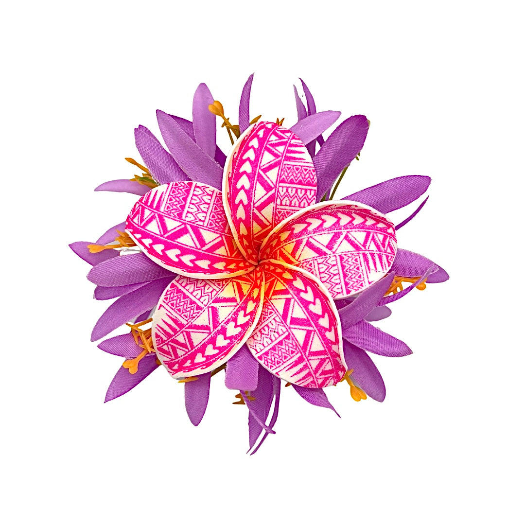 Poara / Barrette à cheveux - Frangipanier à motifs - GPR