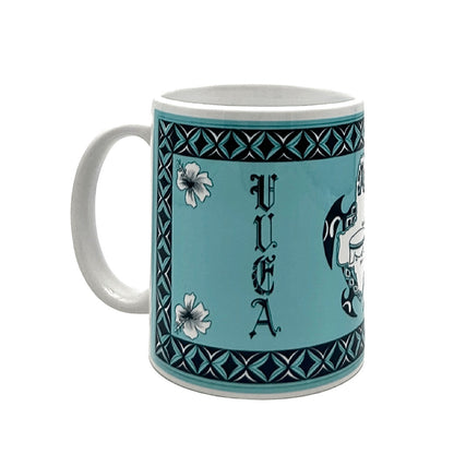 Mug Tortue / Île de Wallis et Futuna - Motifs Polynésiens 02 (Bleu clair, Rose)