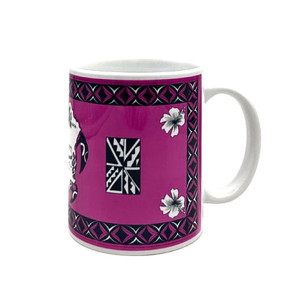 Mug Tortue / Île de Wallis et Futuna - Motifs Polynésiens 02 (Bleu clair, Rose)
