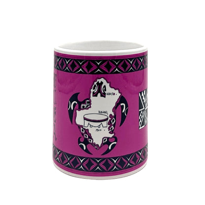 Mug Tortue / Île de Wallis et Futuna - Motifs Polynésiens 02 (Bleu clair, Rose)