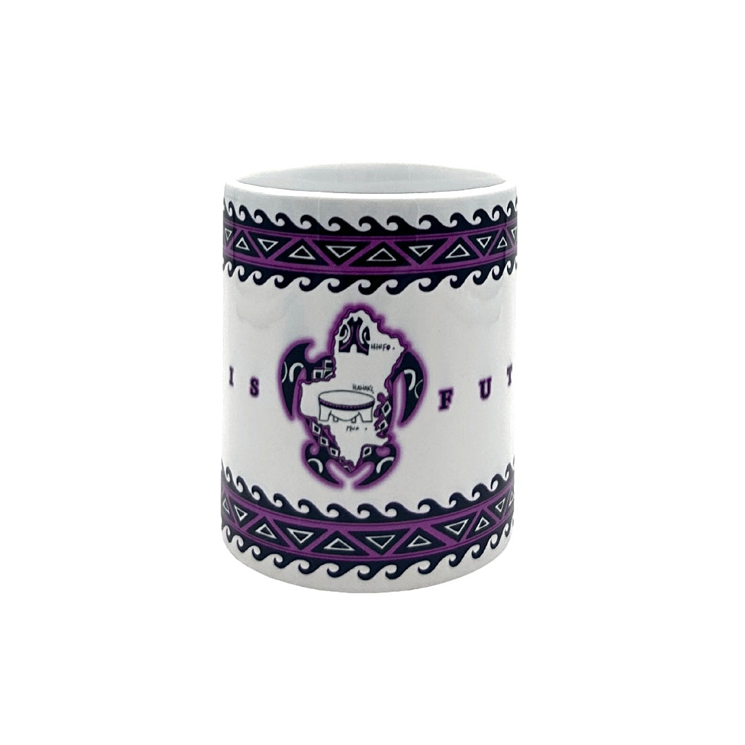Mug tortue / Île de Wallis et Futuna - Motifs Polynésiens (Violet,Vert,Bleu)
